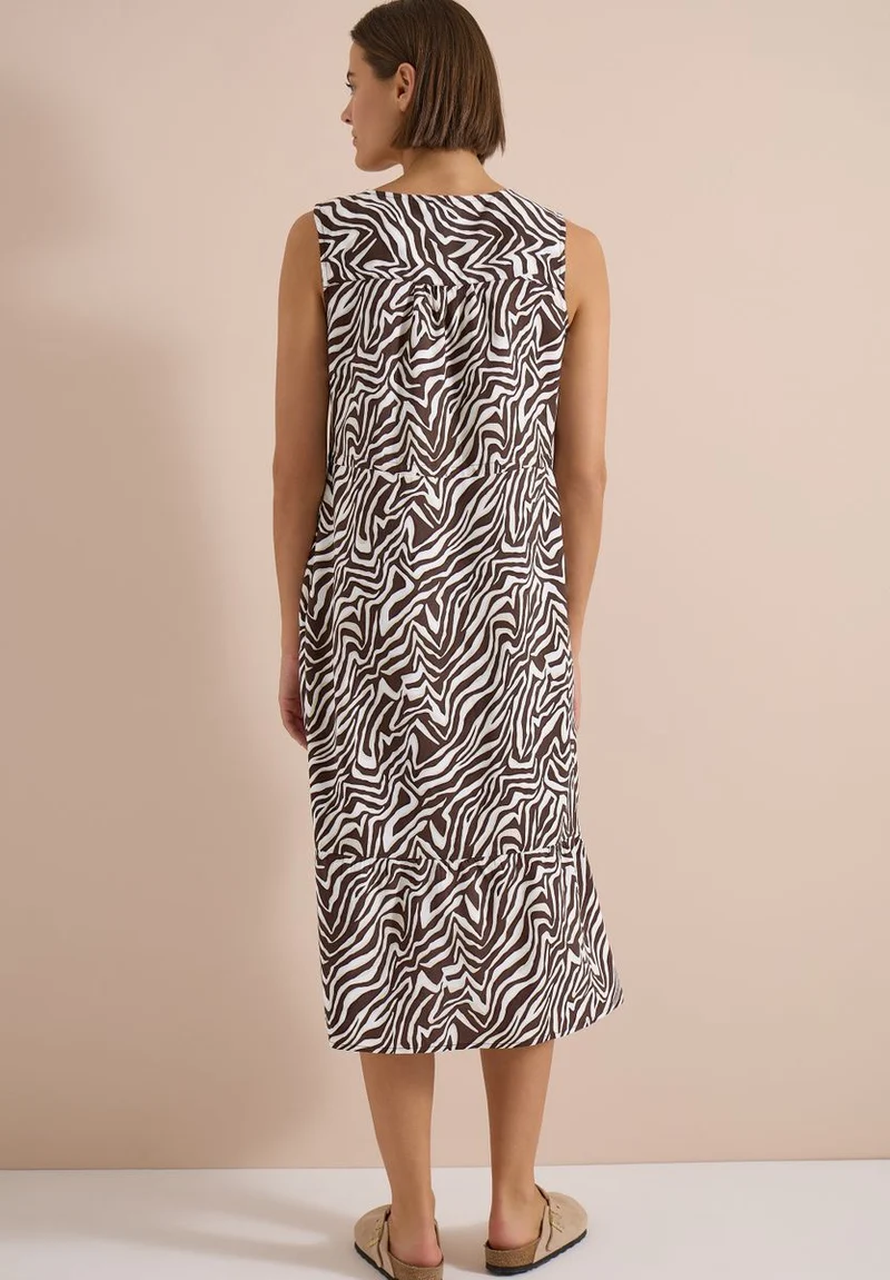 Midikleid mit V-Neck und Zebraprint