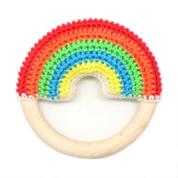 Wollplatz Regenbogen-Beißring-Häkelpaket