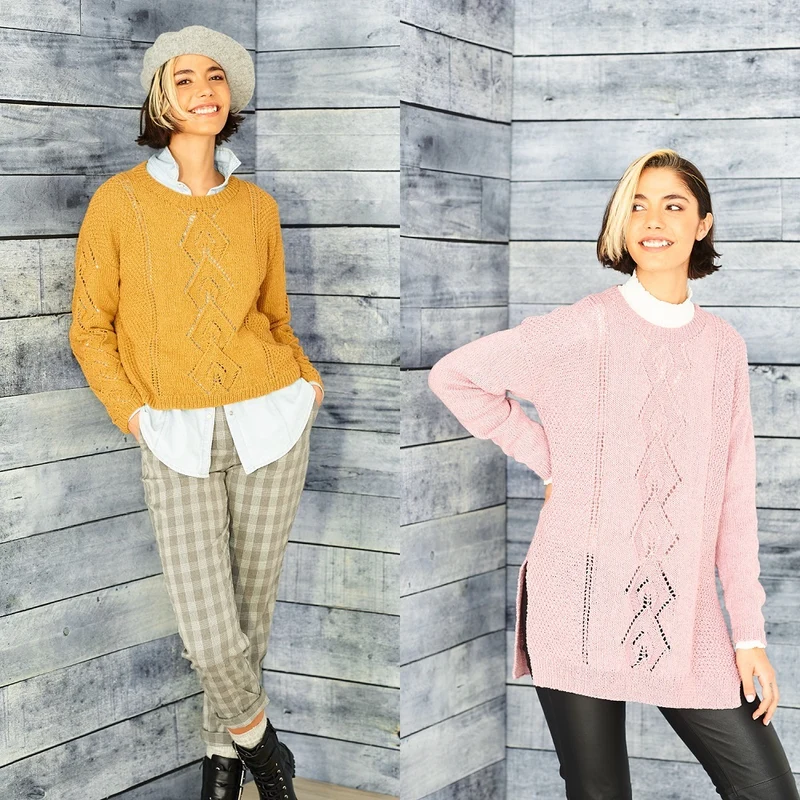 Strickanleitung Stylecraft ReCreate DK Nr. 9861: Tunika, Pullover und Rollkragenpullover
