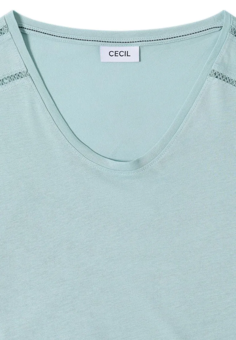T-Shirt mit V-Neck und Spitzendetail