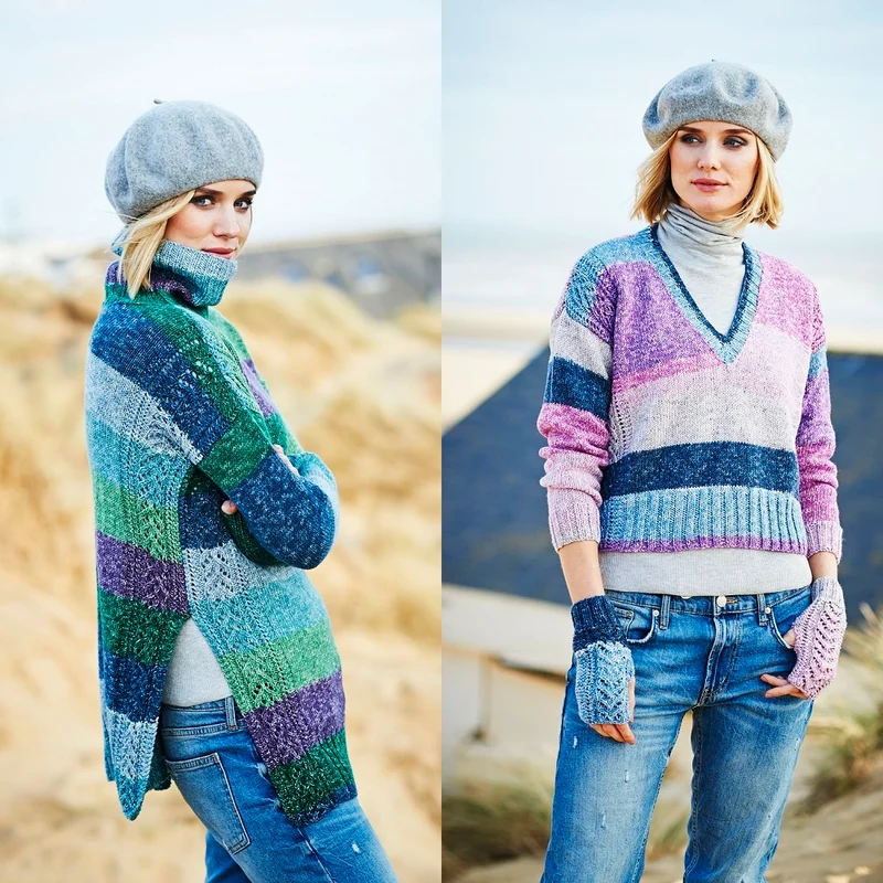 Strickanleitung Stylecraft Batik Swirl DK Nr. 9535: Pullover und Fäustlinge