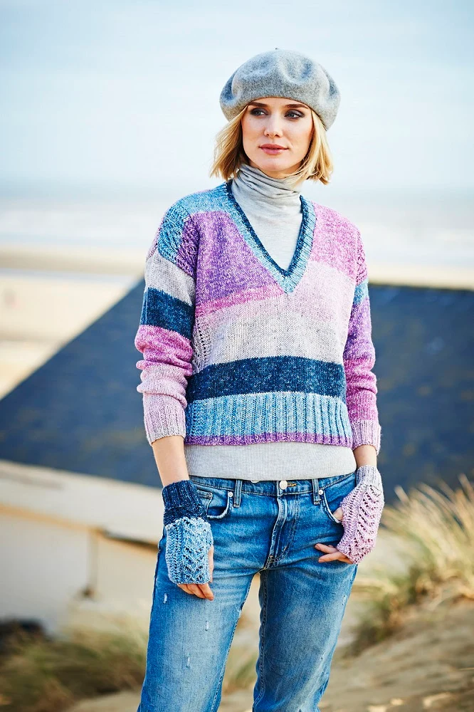 Strickanleitung Stylecraft Batik Swirl DK Nr. 9535: Pullover und Fäustlinge