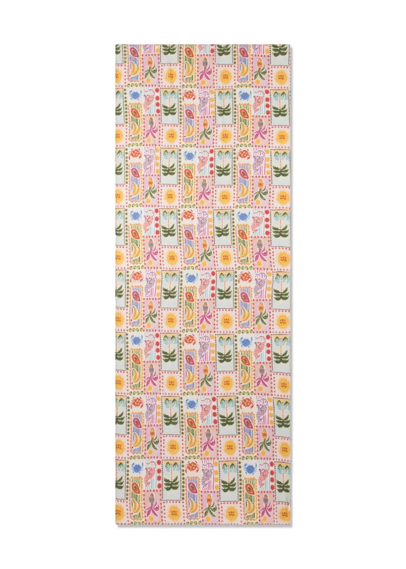 Schal aus feiner Modal-Baumwollmischung mit Sonne-Palmen-Mix