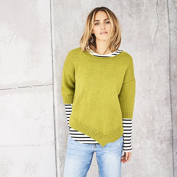 Strickanleitung Stylecraft Bellissima DK Nr. 9584 Pullover mit asymmetrischem Bündchen