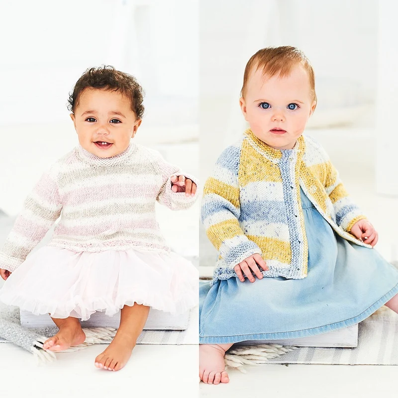 Strickanleitung Stylecraft Bambino Prints DK Nr. 9747 Baby-Pullover und -Jacke