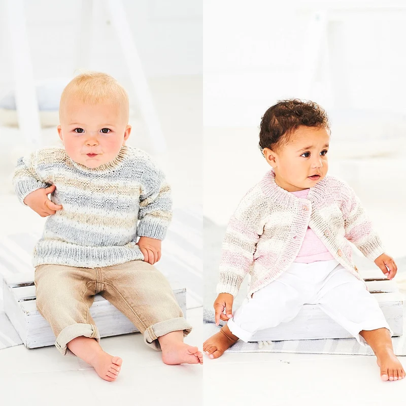 Strickanleitung Stylecraft Bambino Prints DK Nr. 9744 Baby-Pullover und -Jacke (digital)