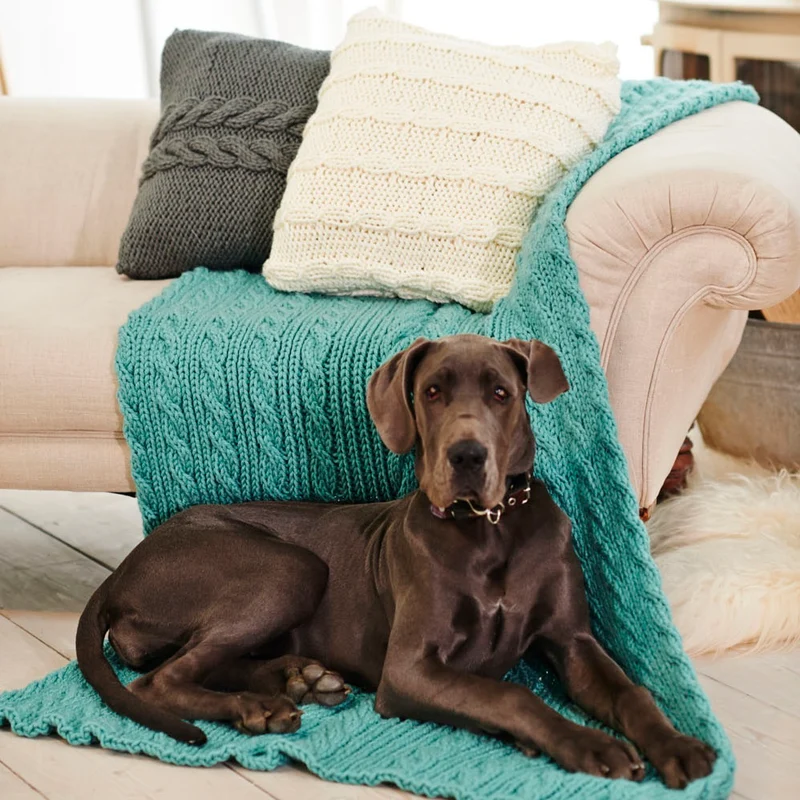 Strickanleitung Stylecraft Special XL Super Chunky Nr. 9226: Zopfmuster-Decke und Kissen