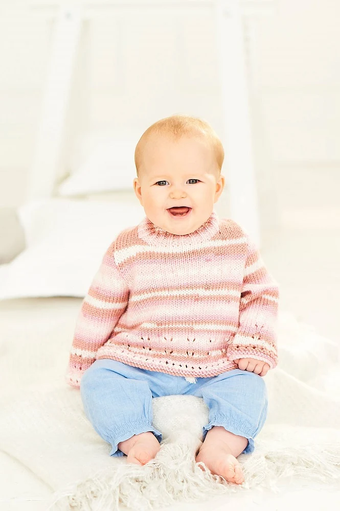 Strickanleitung Stylecraft Bambino Prints DK Nr. 9842: Baby-Pullover und -Jacke