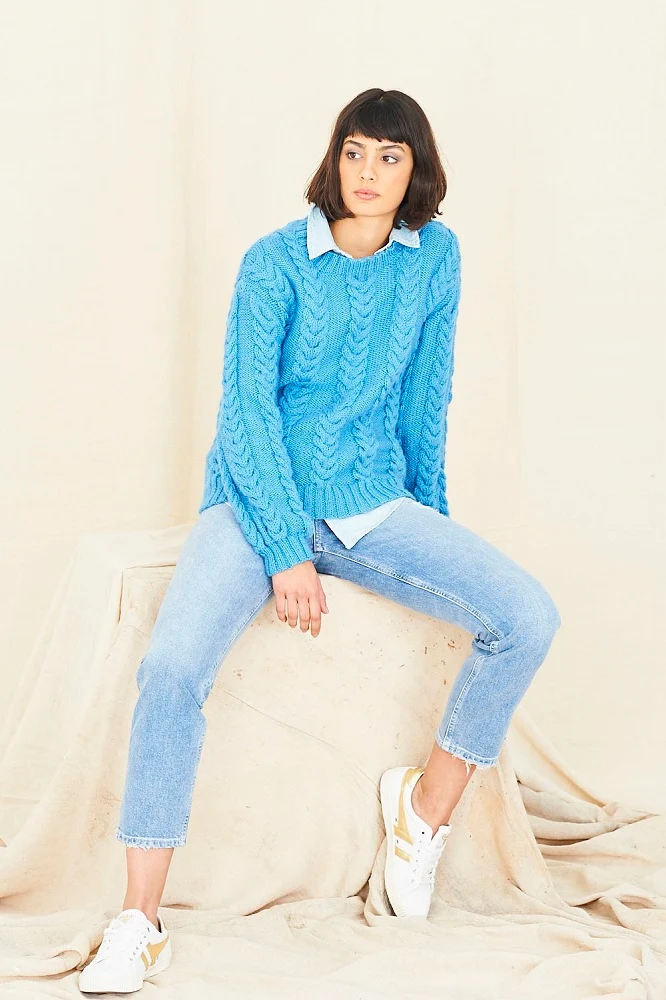 Strickanleitung Stylecraft Special Aran Nr. 9768 Zopfmusterpullover