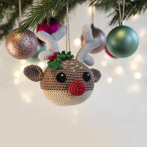 Häkelanleitung für einen Rentier-Weihnachtsanhänger (digital)