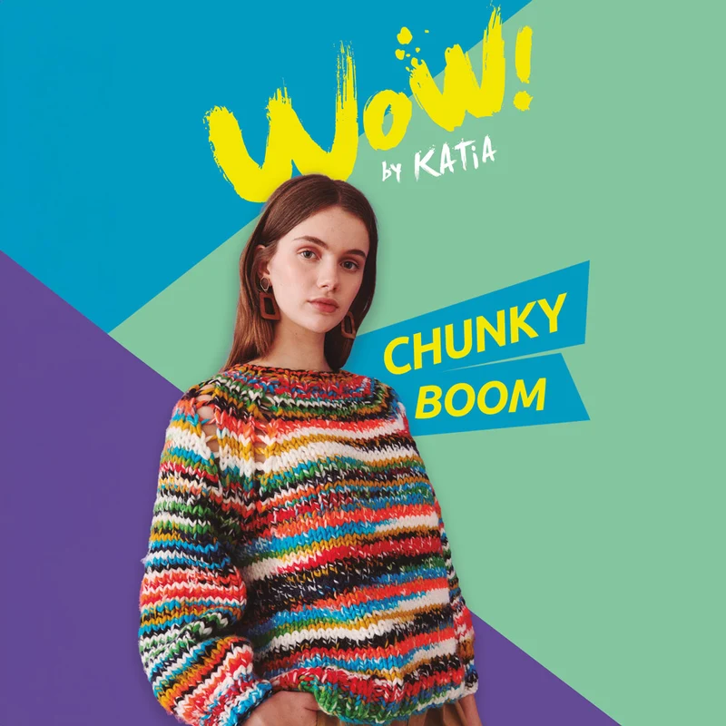 Katia Leaflet WOW Chunky Boom Damenpullover-Strickanleitung NL/EN/DE/FR/ES/IT