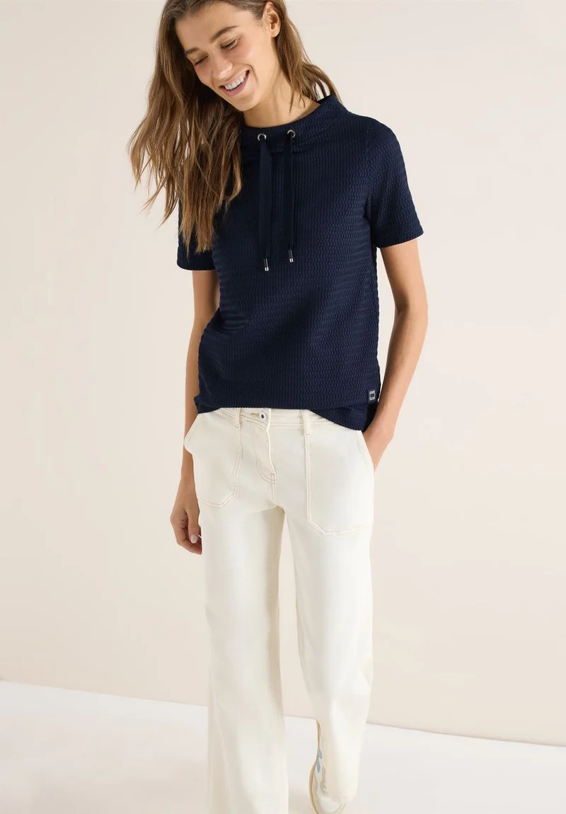Shirt mit Funnel Neck im Two-Tone-Look