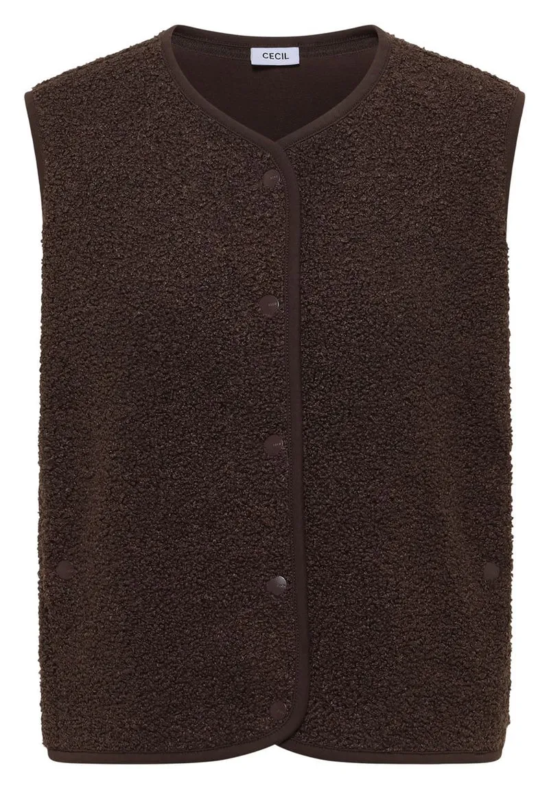 Weste aus Teddy-Material mit Rundhals