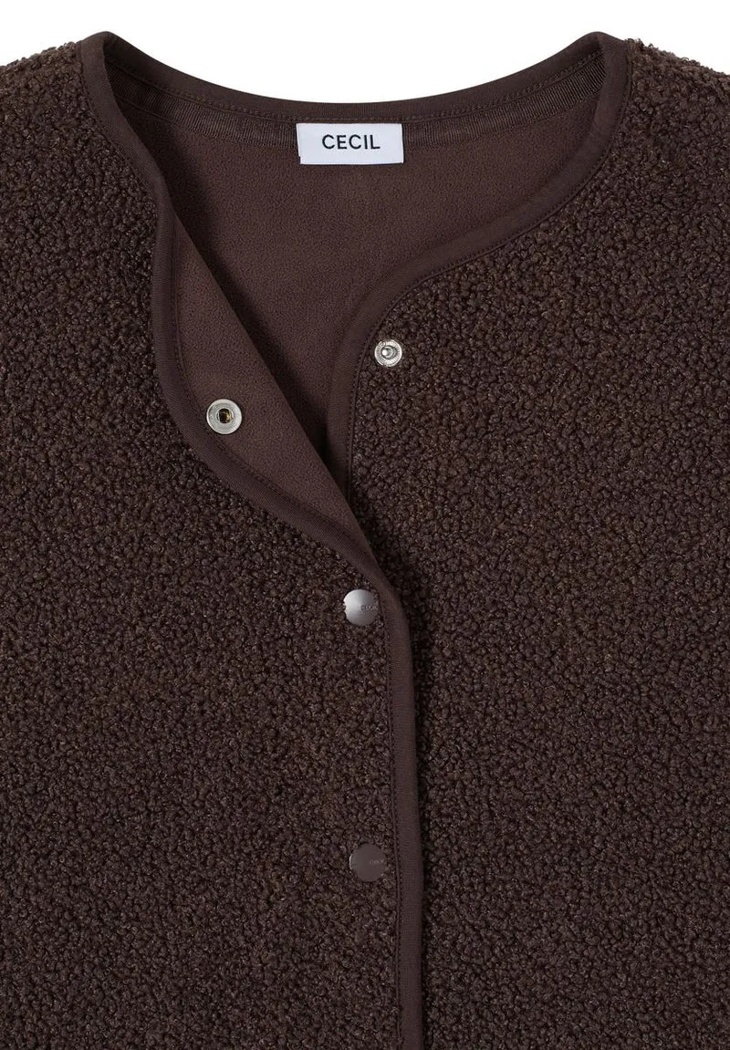 Weste aus Teddy-Material mit Rundhals