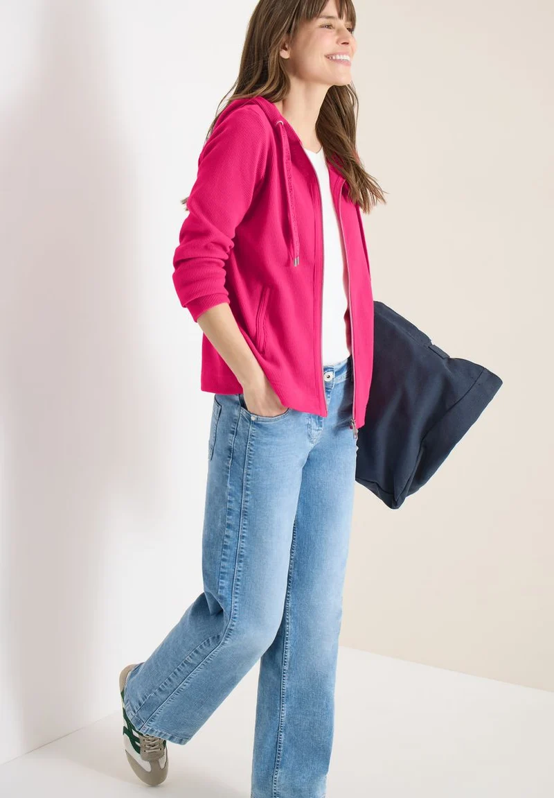 Langarm Jacke mit Kapuze und Taschen