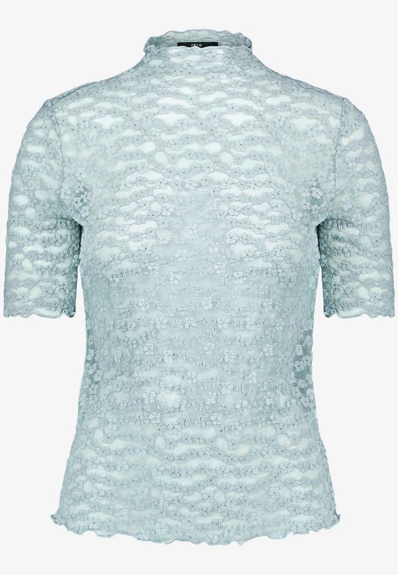 Spitzenshirt mit Stehkragen