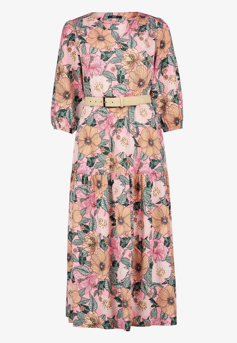 Blumenkleid Maxi mit Gürtel