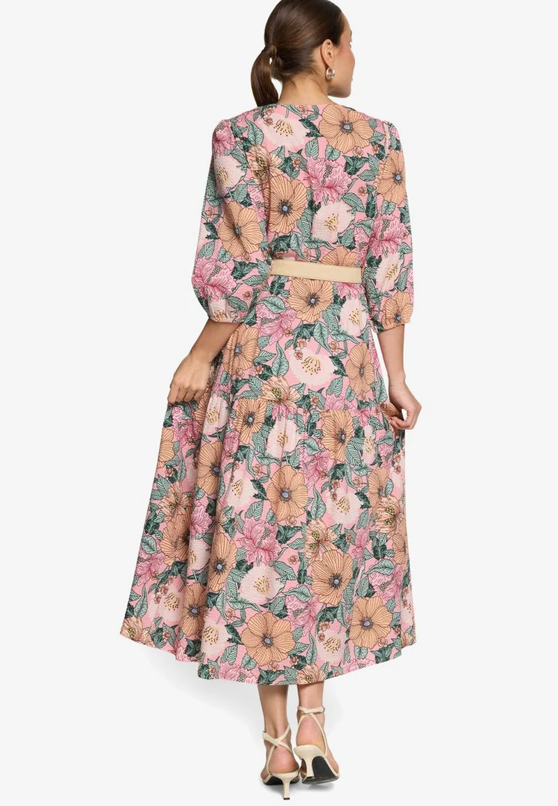 Blumenkleid Maxi mit Gürtel