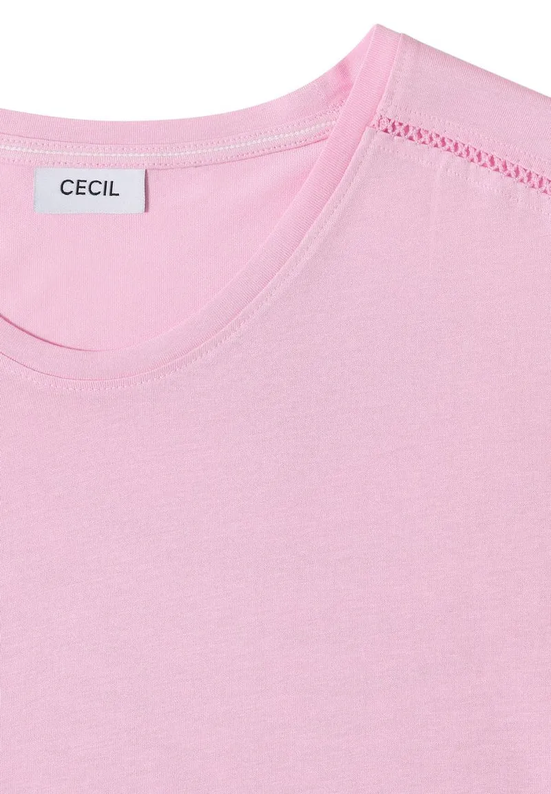 T-Shirt mit V-Neck und Spitzendetail