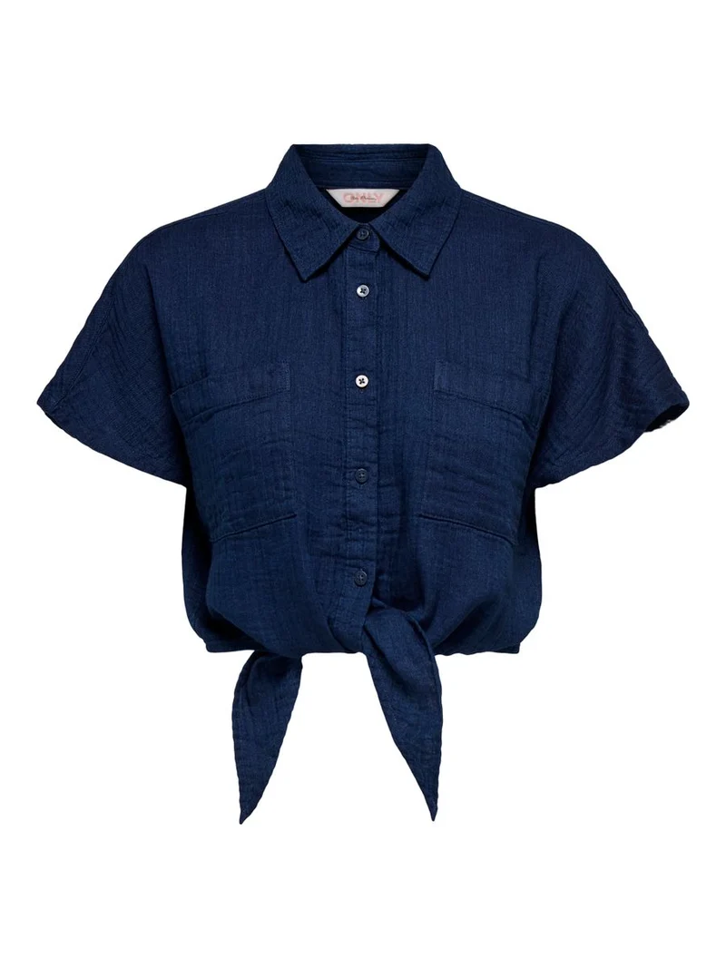 ONLLEONI SEERSUCKER CAP KNOT SHIRT WVN