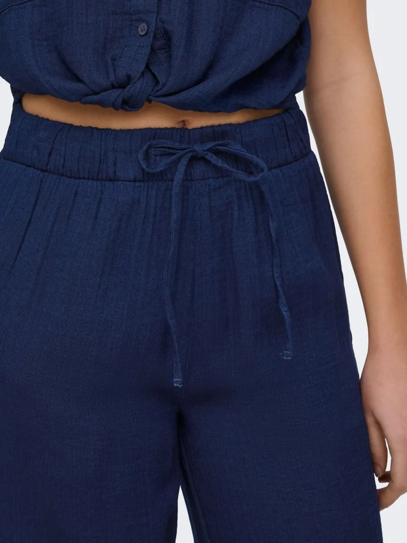 ONLLEONI SEERSUCKER PULL UP PANTS WVN