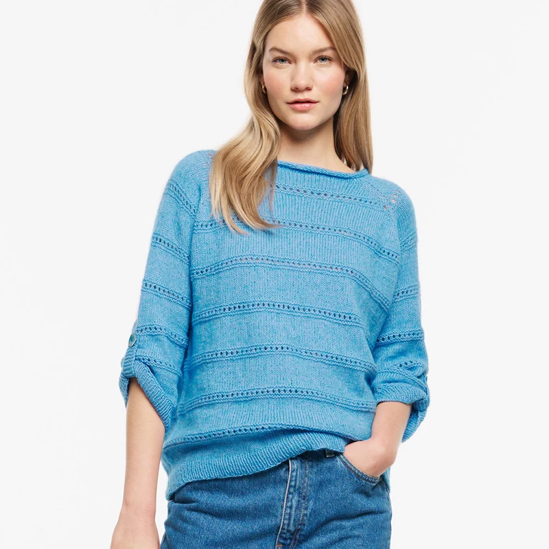 Lana Grossa Letizia Pullover-Strickpaket (Farbe nach Wahl) | Ecopuno