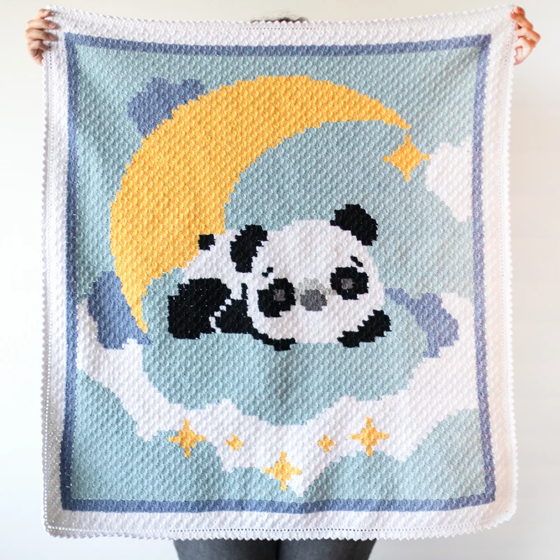 Häkelpaket für eine Babydecke „Panda“