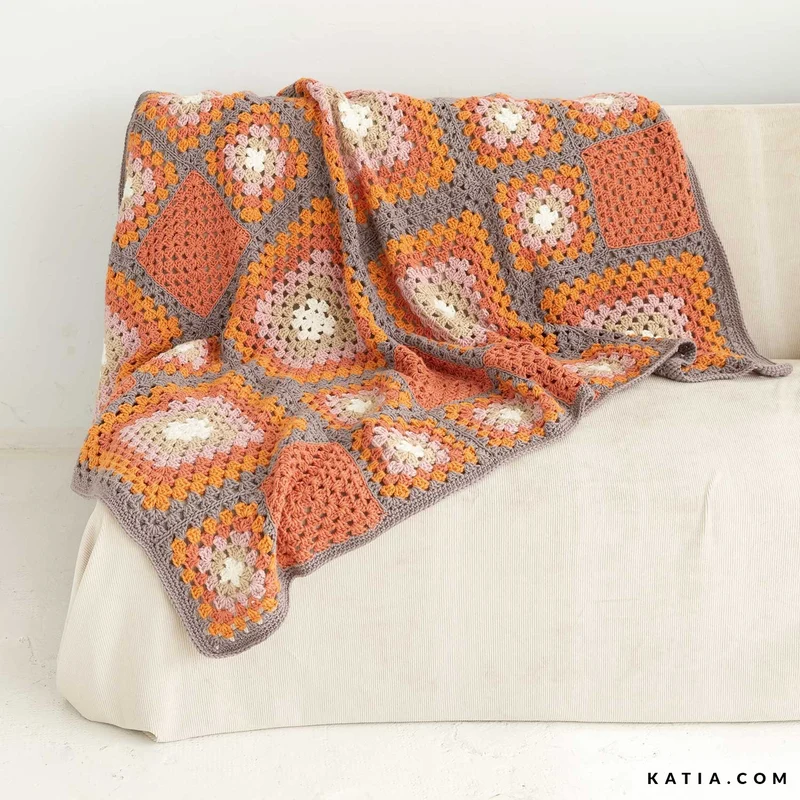 Häkelanleitung für die Katia Merino Aran Granny-Decke (digital)