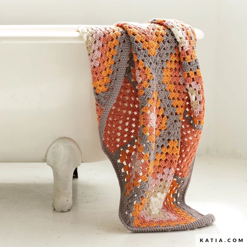 Häkelanleitung für die Katia Merino Aran Granny-Decke (digital)