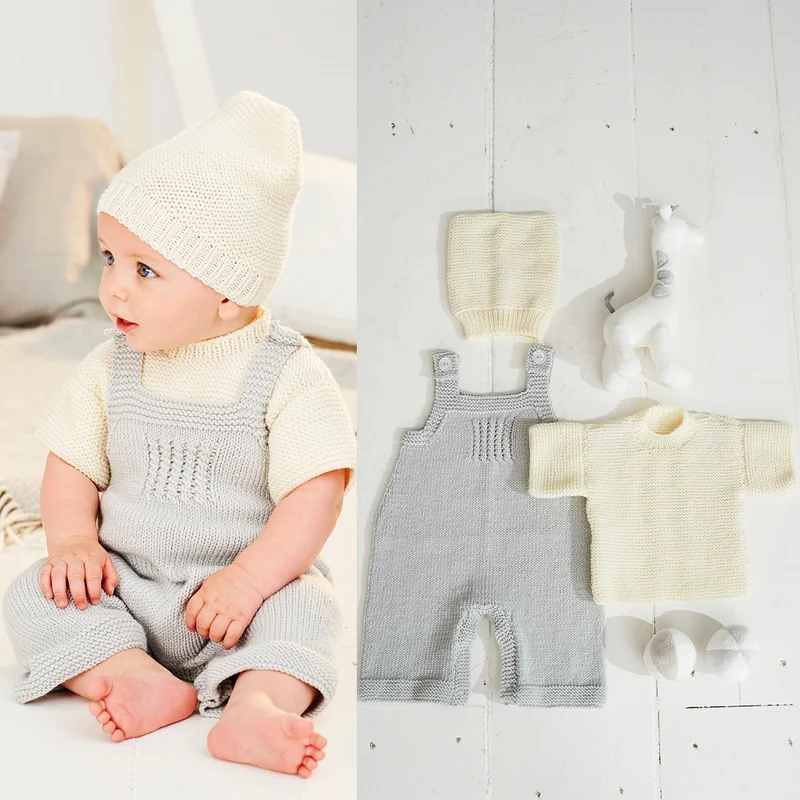 Strickanleitung Stylecraft Bambino DK Nr. 9498: Latzhose, Shirt und Mütze
