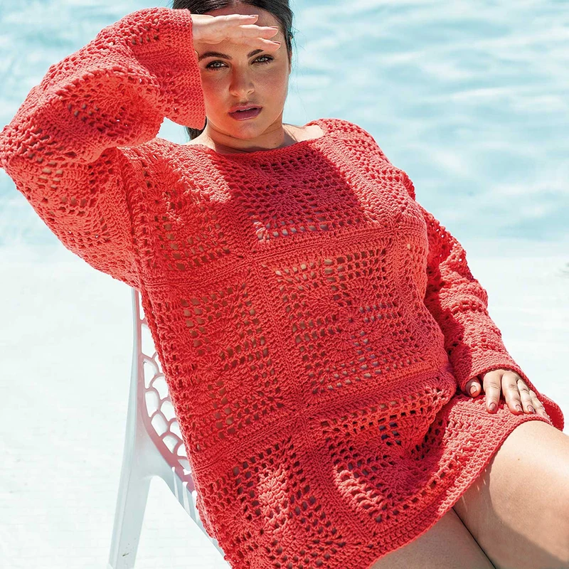 Häkelpaket für eine übergroße Tunika im Alabama-Granny-Square-Stil
