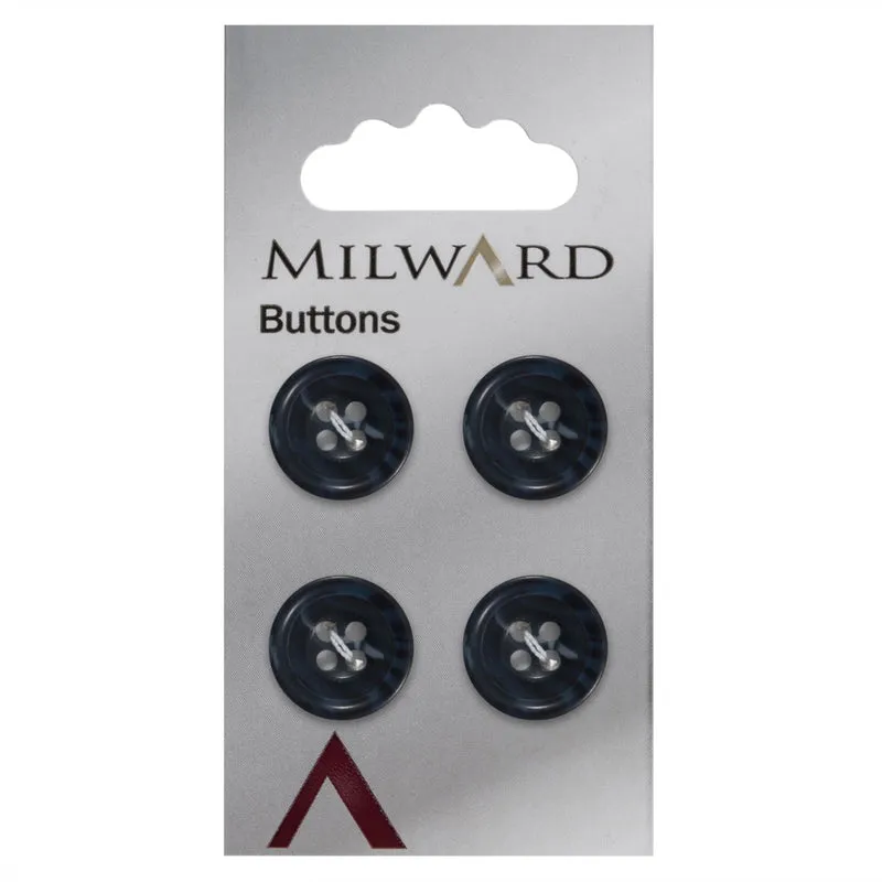 Milward-Knopf, matt, Dunkelblau, 15 mm (4 Stück)