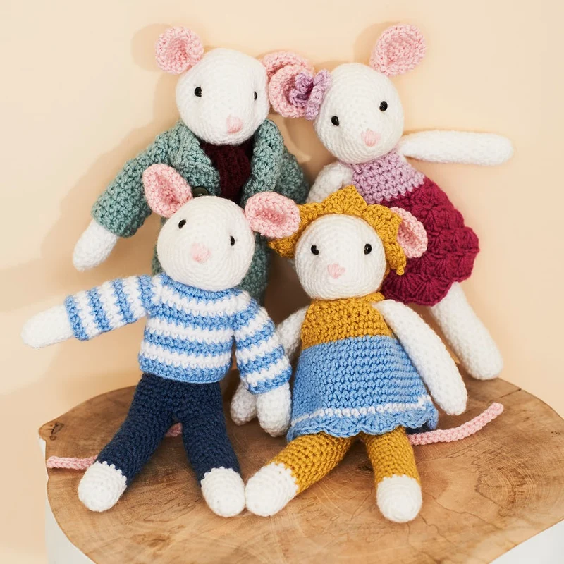 Häkelanleitung Stylecraft Bambino DK Nr. 9664 Mäusefamilie (digital)