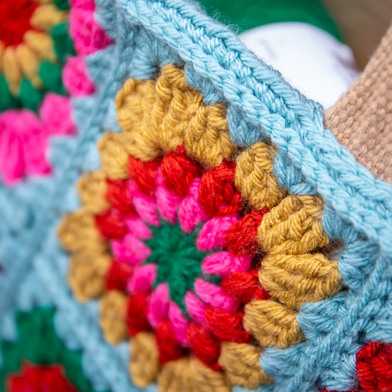 Trendige Granny Square-Tasche-XL-Häkelpaket