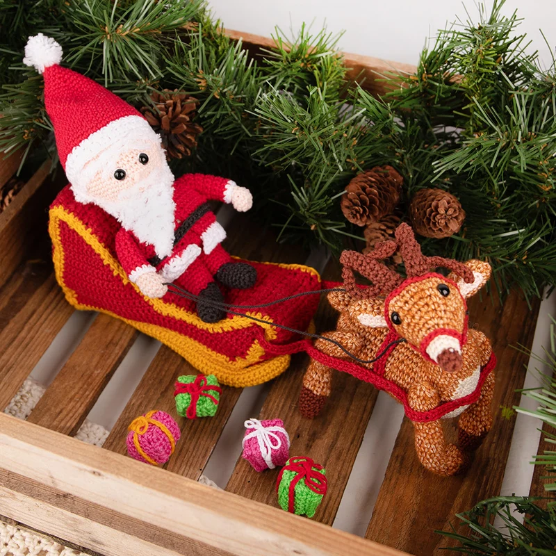 Weihnachtsmann-Schlitten-Häkelpaket