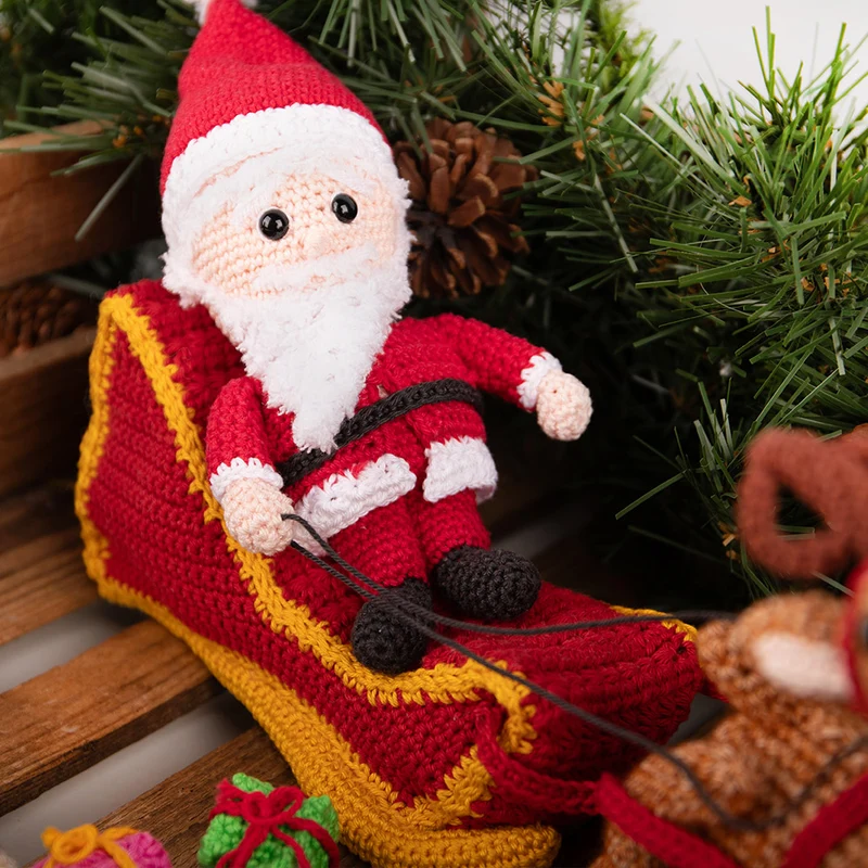 Weihnachtsmann-Schlitten-Häkelpaket