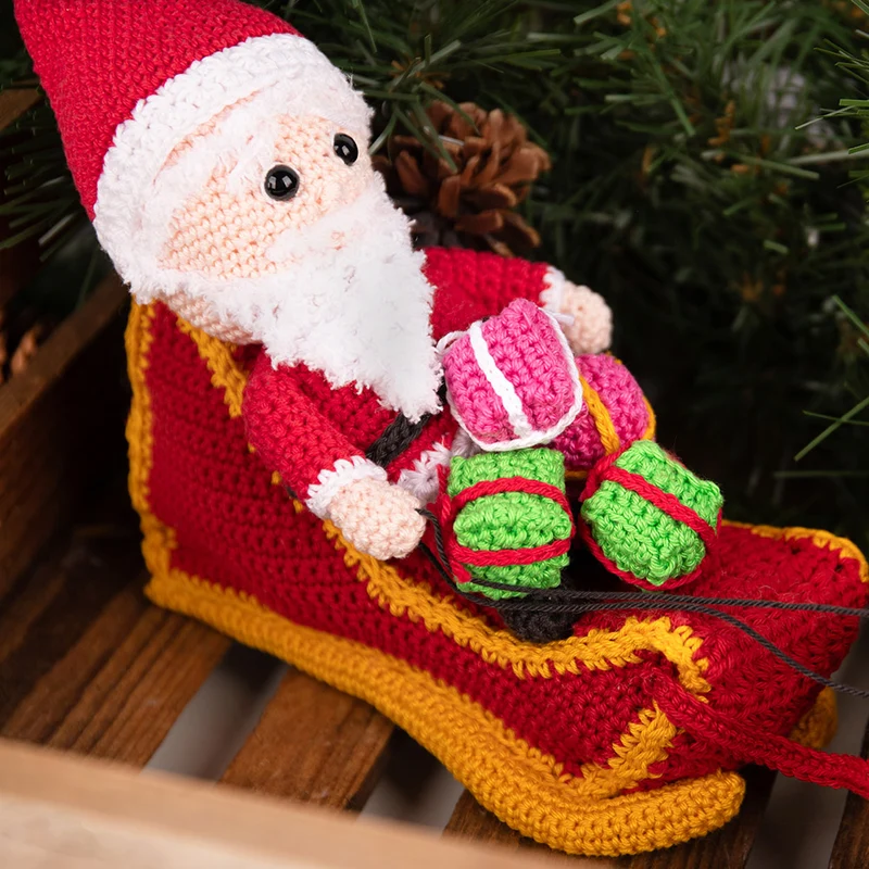 Weihnachtsmann-Schlitten-Häkelpaket