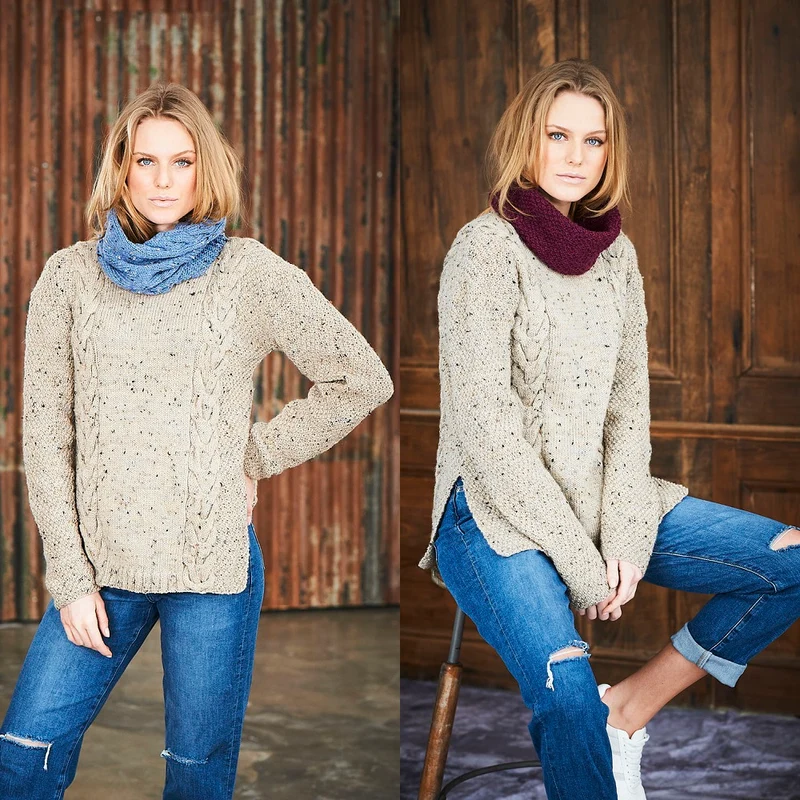 Strickanleitung Stylecraft Life DK Nr. 9657 Pullover und Rollkragenschal