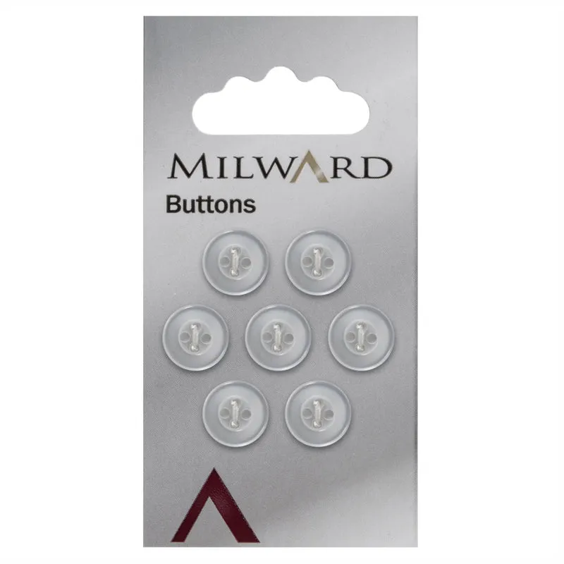 Milward-Knopf, Perlmutt, weiß mit Rand, 11 mm (7 Stück)