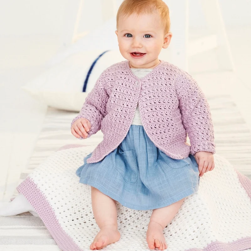 Häkelanleitung Stylecraft Bambino DK Nr. 9533 Babyjäckchen und Decke (digital)