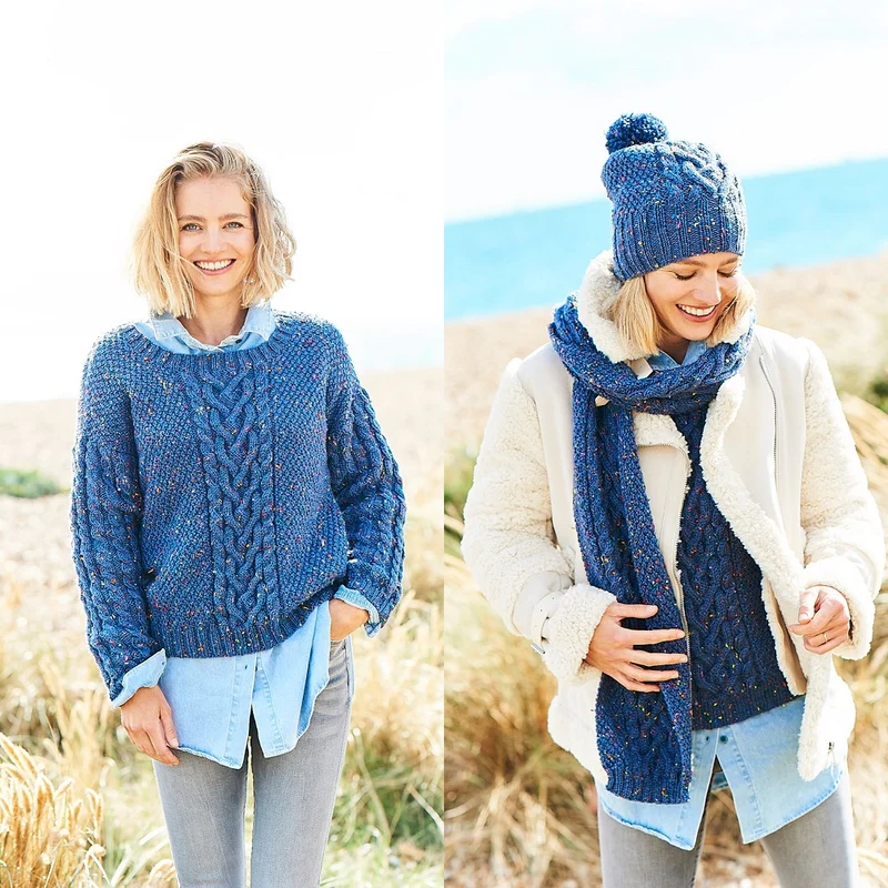 Strickanleitung Stylecraft Special Aran With Wool Nr. 9820: Pullover, Mütze und Schal