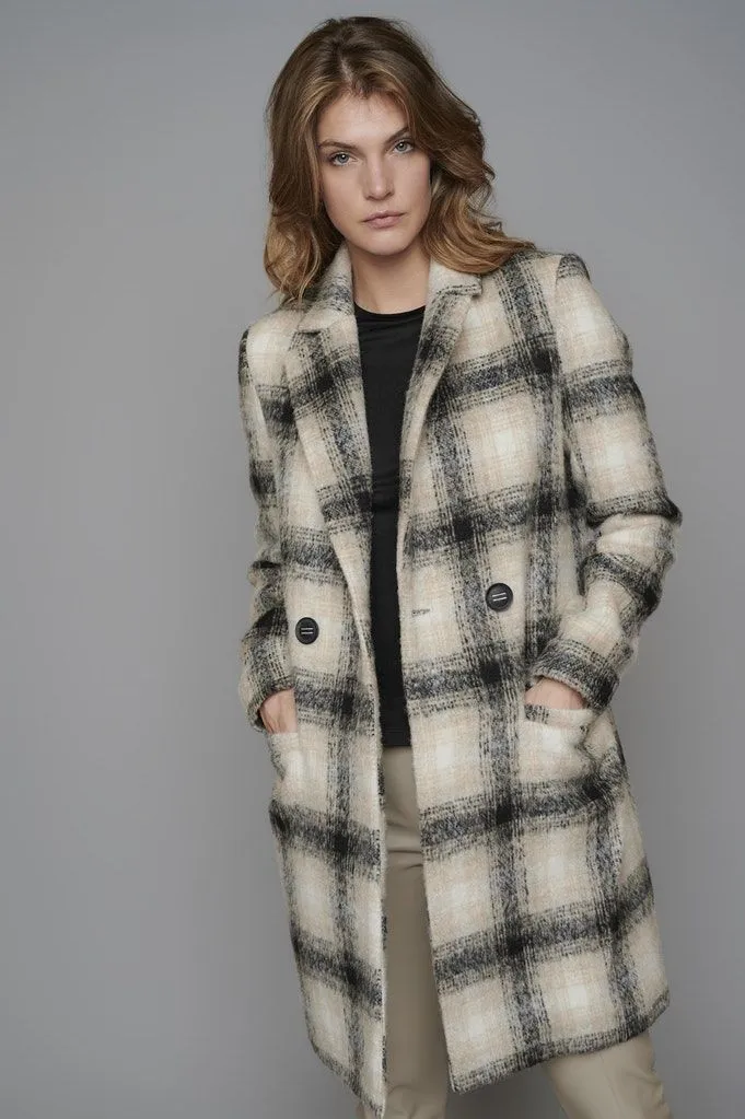 Double breasted wool blend coat