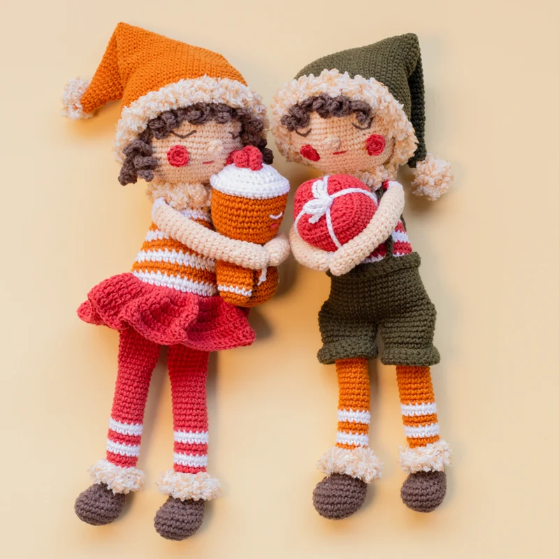 Weihnachtselfen für Jungen und Mädchen – Häkelpaket