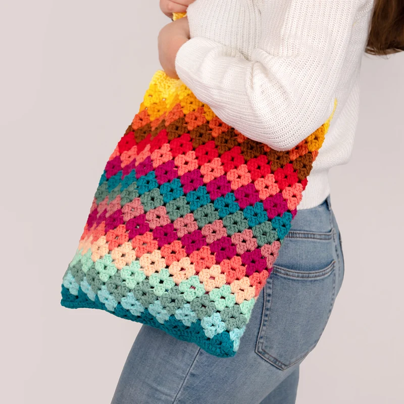 Häkelpaket für eine Regenbogen-Tasche – Studio Madelaine
