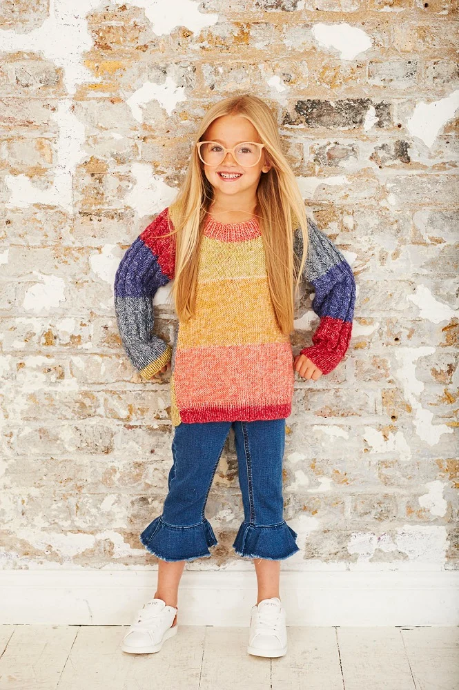 Strickanleitung Stylecraft Batik Swirl DK Nr. 9484: Kinderpullover, Schal und Mütze