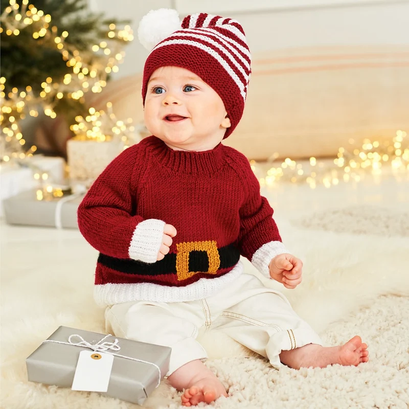 Strickanleitung Stylecraft Bellissima DK Nr. 9870: Weihnachtsmann, Mütze und Pullover