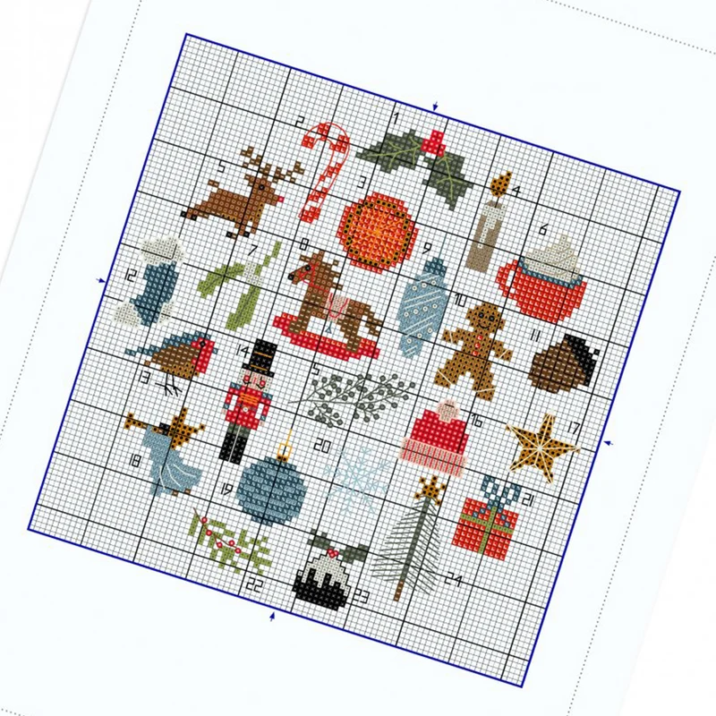 Weihnachts-Adventskalender – Kreuzstich-Stickanleitung (digital)