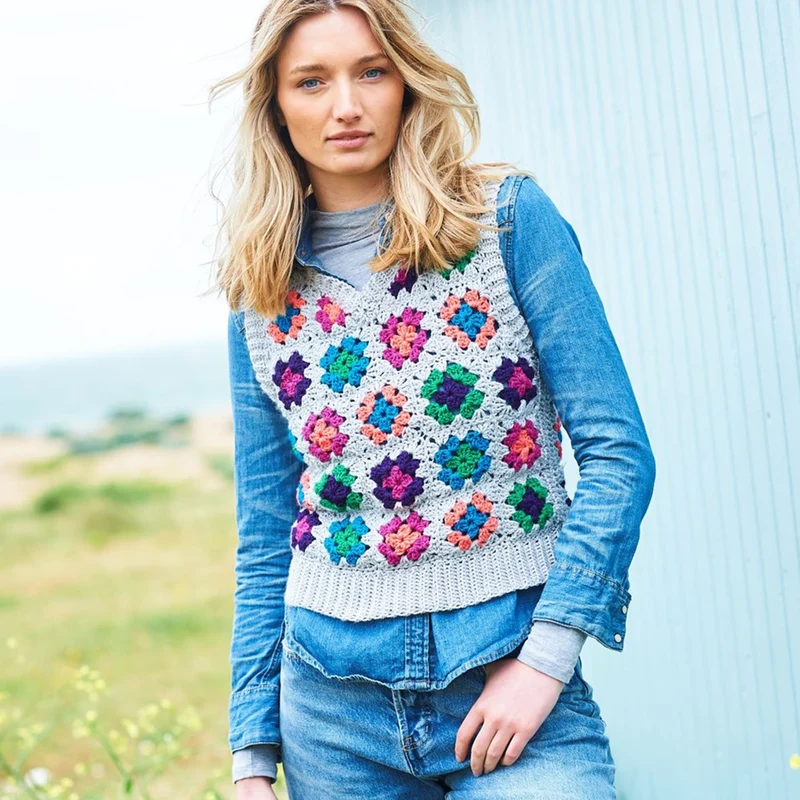 Häkelanleitung für „Special DK Granny Square“-Tank-Tops (digital)