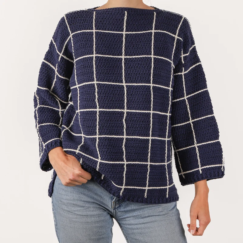 Häkelpaket für einen karierten Pullover