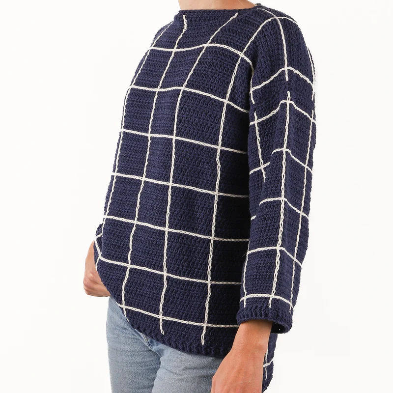 Häkelpaket für einen karierten Pullover